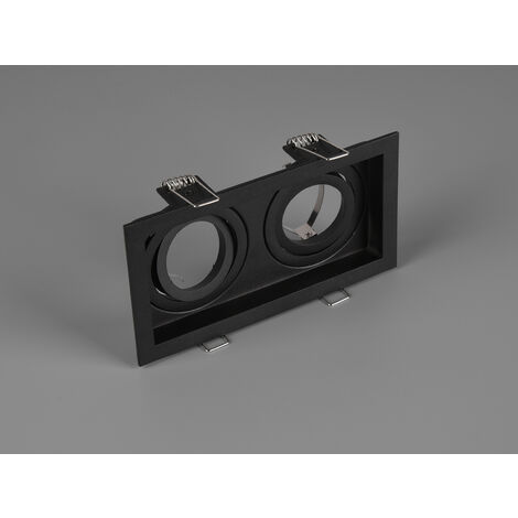 Eckiger 2-flammiger Deckeneinbaustrahler KENAI Schwarz, schwenkbar 17,2 x 9,2cm