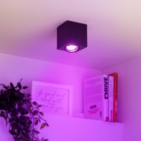 Eckiger Aufbaustrahler schwenkbar Deckenbeleuchtung - Farbe: schwarz - LED Leuchtmittel: GU10 5W RGB+CCT 230V dimmbar 60°