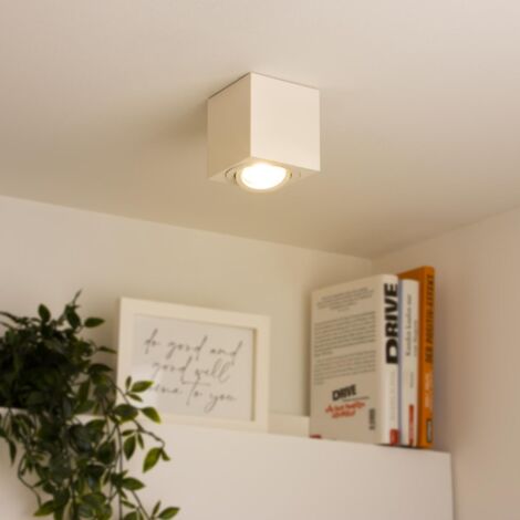 Eckiger Aufbaustrahler schwenkbar Deckenbeleuchtung - Farbe: weiß - LED Leuchtmittel: GU10 5W Warmweiß 230V dimmbar 40°