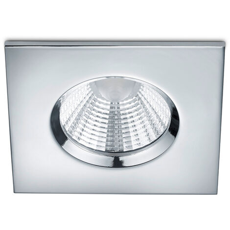 Eckiger LED Deckeneinbaustrahler ZAGROS dimmbar in Silber Chrom, IP65