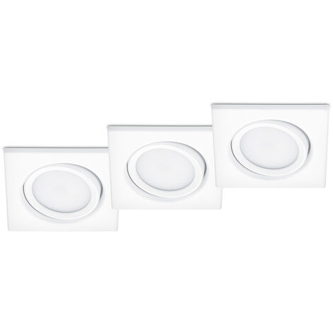 Eckiger LED Einbaustrahler RILA Decke 3er Set Spot schwenkbar Weiß matt 5 Watt