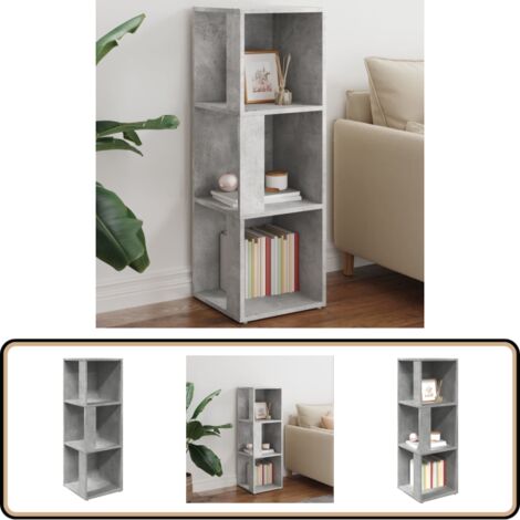 Eckregal Betongrau 33x33x100 cm Holzwerkstoff - Eckregal - Regalsystem - Wohnraumorganisation - Stauraumlösung - Betongrau