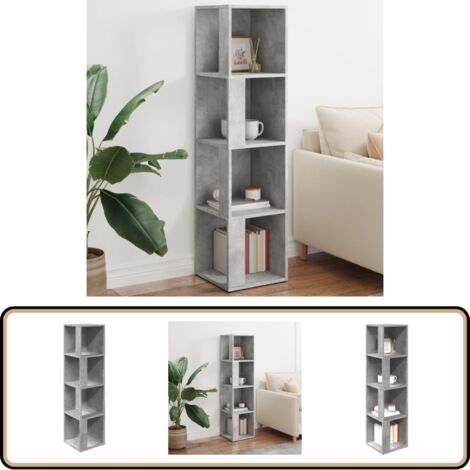 Eckregal Betongrau 33x33x132 cm Holzwerkstoff - Eckregal - Regalsystem - Wohnraumorganisation - Stauraumlösung - Betongrau