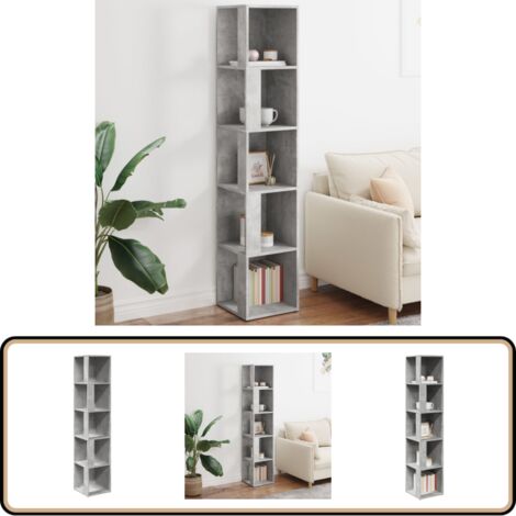 Eckregal Betongrau 33x33x164,5 cm Holzwerkstoff - Eckregal - Regalsystem - Wohnraumorganisation - Stauraum - Betongrau
