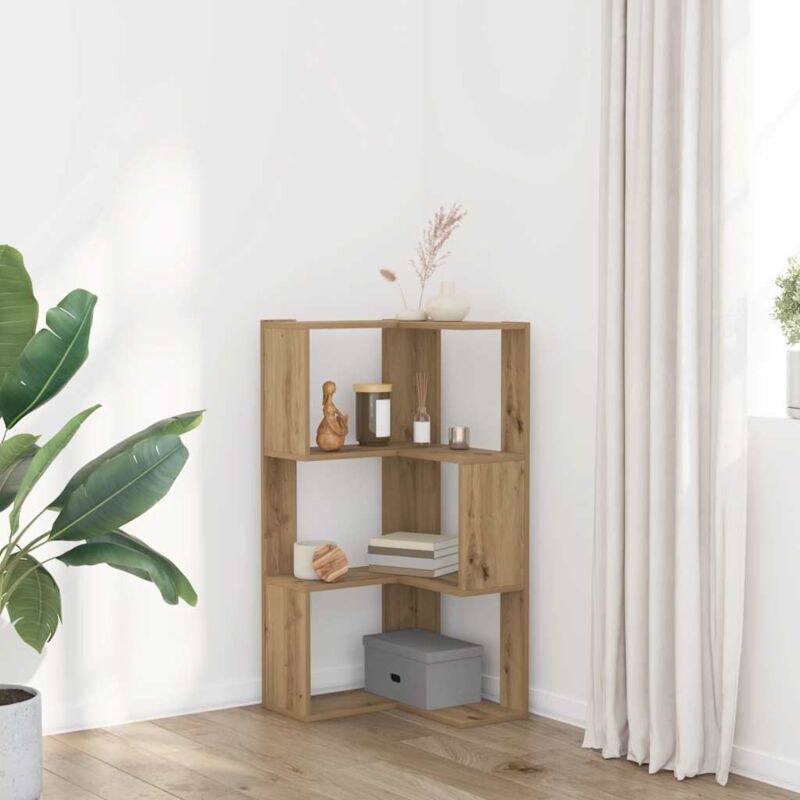 Vidaxl - Eck-bücherregal 3 Böden Artisan-eiche 50x50x102cm Holzwerkstoff