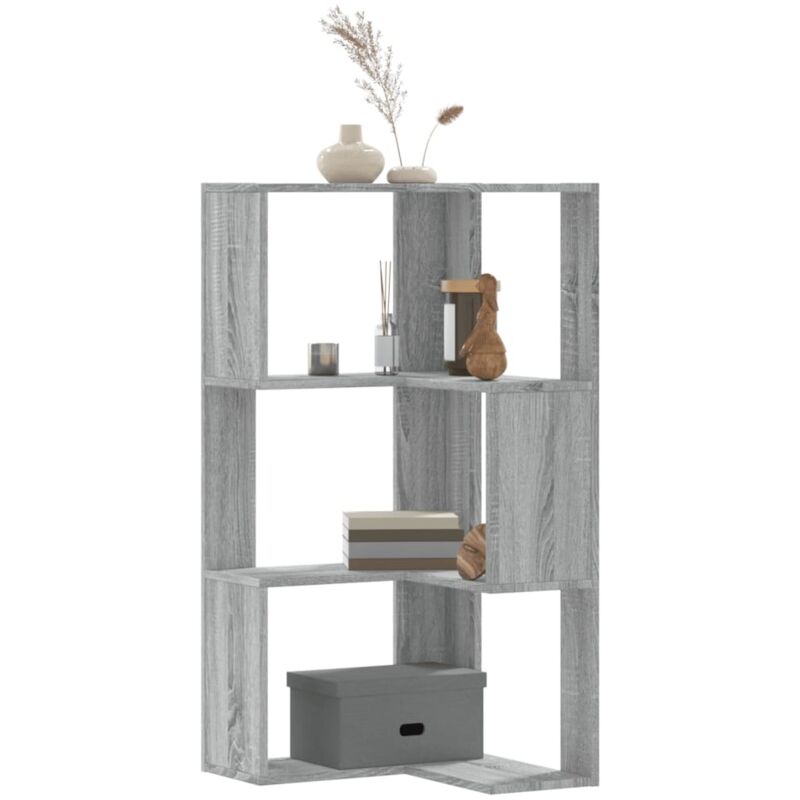 Eck-bücherregal 3 Böden Grau Sonoma 50x50x102 Cm Holzwerkstoff Vidaxl