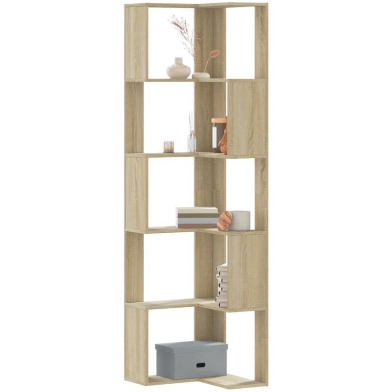 Vidaxl - Eck-bücherregal 5 Böden Sonoma-eiche 50x50x179 Cm Holzwerkstoff