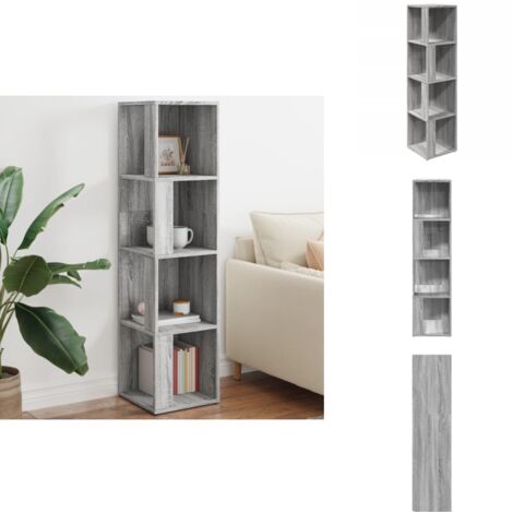 Eckregal Grau Sonoma 33x33x132 cm Holzwerkstoff - Eckschrank - Regal - Aufbewahrungsraum - Holzwerkstoffmöbel - Grau
