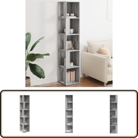 Eckregal Grau Sonoma 33x33x164,5 cm Holzwerkstoff - Eckschrank - Regal - Aufbewahrungsraum - Holzwerkstoffmöbel - Grau
