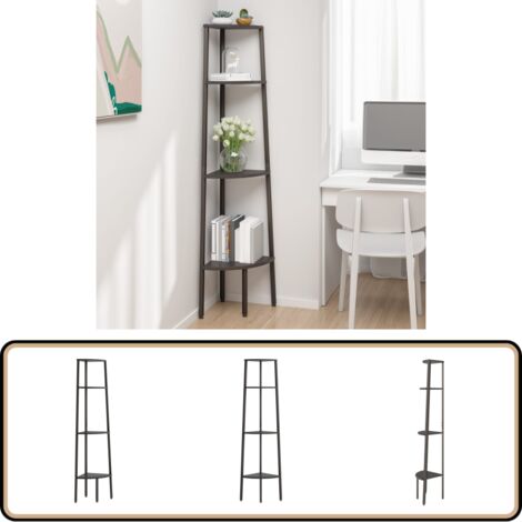 Eckregal mit 4 Ablagen Schwarz 45,5x31,5x150 cm - Eckschrank - Bücherregal - Raumsparsamkeit - Stauraum - Schwarz