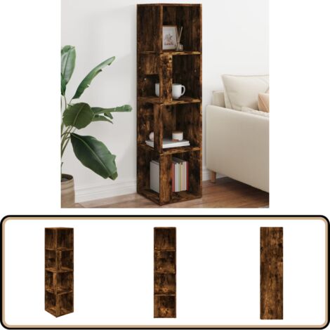 Eckregal Räuchereiche 33x33x132 cm Holzwerkstoff - Eckschrank - Regal - Aufbewahrungsraum - Holzschrank - Wohnzimmereinrichtung