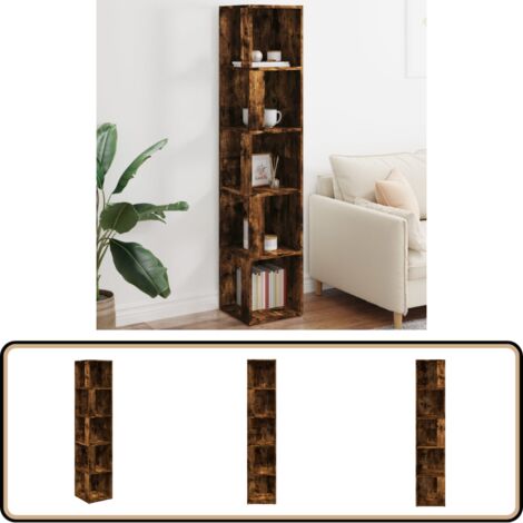 Eckregal Räuchereiche 33x33x164,5 cm Holzwerkstoff - Eckschrank - Regal - Aufbewahrungsraum - Holzwerkstoffmöbel - Wohnzimmereinrichtung