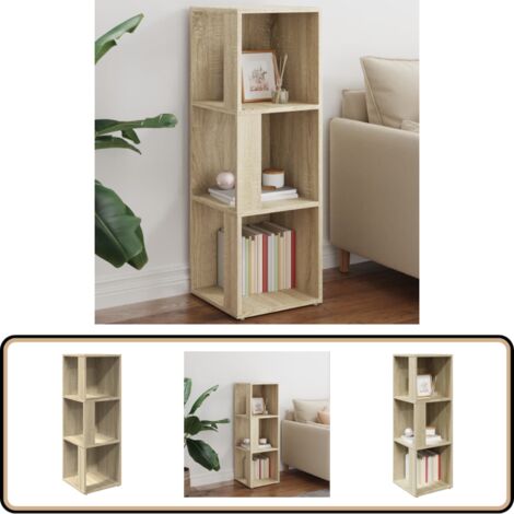 Eckregal Sonoma-Eiche 33x33x100 cm Holzwerkstoff - Eckregal - Regalsystem - Wohnraumorganisation - Holzwerkstoffmöbel - Sonoma-Eiche