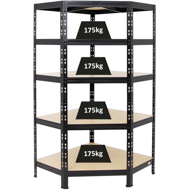 Proregal-regale Günstig Kaufen - tagère d'angle charge lourde tiger HxLxP 180x90x45cm 175kg par Niveau Noir Étagère robuste de garage, atelier, cave,