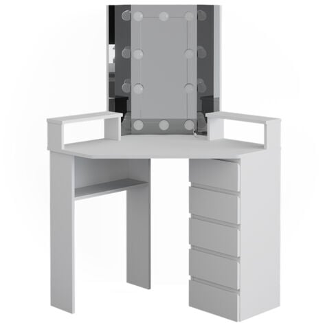Eckschminktisch Tilda, Weiß, 113.3 cm mit LED Beleuchtung, Vicco