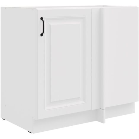 Eckschrank 105cm Stilo Weiß Küchenzeile Küchenblock Küche Landhaus Einbauküche