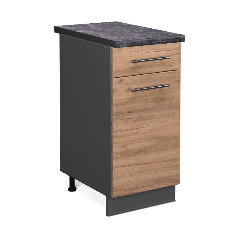 Vicco - Küchenunterschrank Fame-line, Goldkraft Eiche, 40 Cm , Ap Anthrazit
