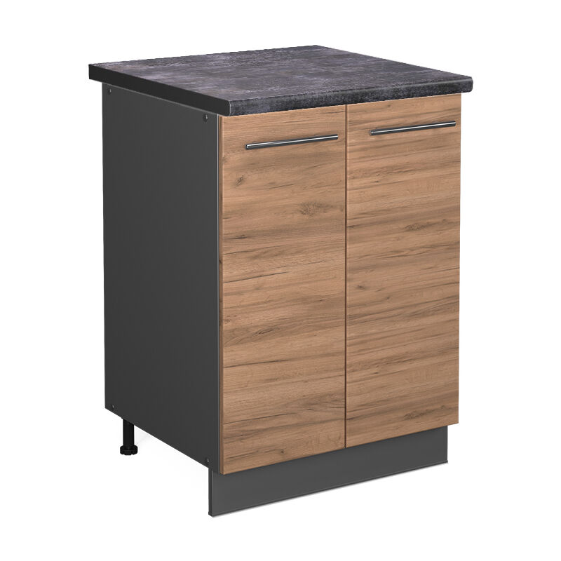 Vicco - Küchenunterschrank Fame-line, Goldkraft Eiche, 60 Cm , Ap Anthrazit