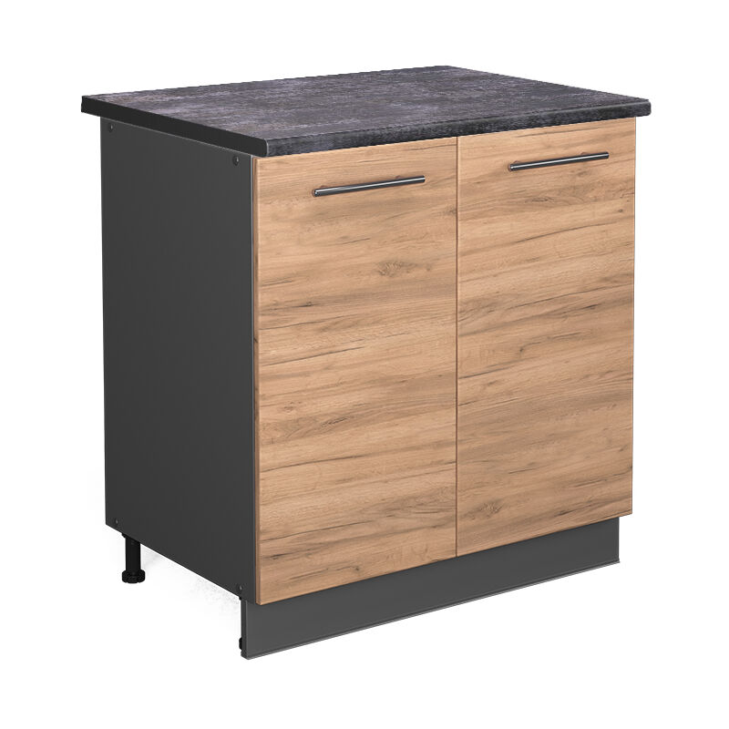 Spülenunterschrank Fame-line, Goldkraft Eiche, 80 Cm Mit Regal, Ap Anthrazit Vicco