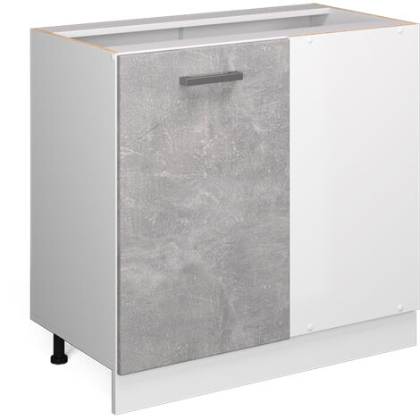 Eckschrank für Haushaltsgegenstände R-Line, Beton, 86 cm mit Tür, ohne Arbeitsplatte, Vicco