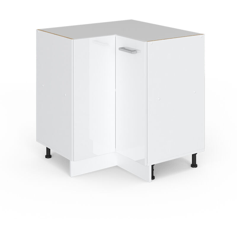 Eckschrank Für Haushaltsgegenstände R-line, Weiß Hochglanz, 75.6 Cm Mit Tür, Ohne Arbeitsplatte Vicco