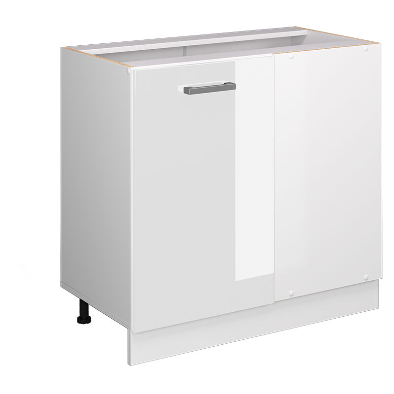 Eckschrank Für Haushaltsgegenstände R-line, Weiß Hochglanz, 86 Cm Mit Tür, Ohne Arbeitsplatte Vicco