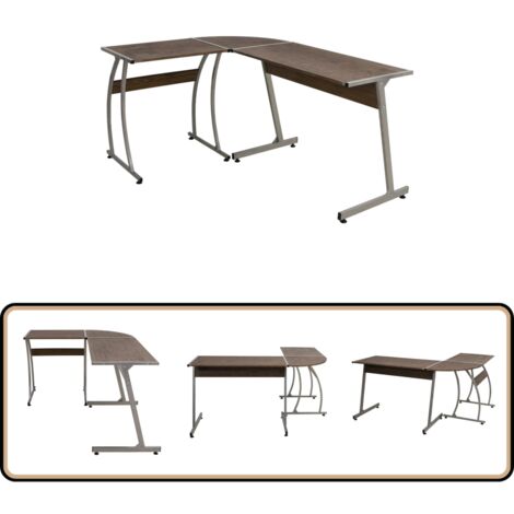 Eckschreibtisch Braun Holzwerkstoff - Eckschreibtisch - Schreibtisch Braun - Bürostuhl - Home Office - Arbeitsplatzgestaltung