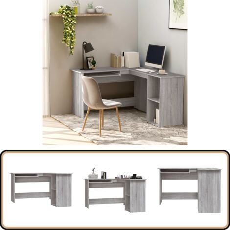 Eckschreibtisch Grau Sonoma 120x140x75 cm Holzwerkstoff - Eck Schreibtisch - Schreibtisch Grau - Holzwerkstoff Tisch - Home Office - Arbeitsplatz