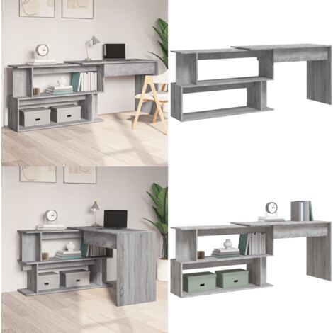 Eckschreibtisch Grau Sonoma 200x50x76 cm Holzwerkstoff - Schreibtisch - Eckschreibtisch - Home Office - Arbeitsplatz - Grau - Home & Living