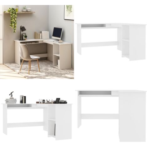 Eckschreibtisch in L-Form Weiß 120x140x75 cm Holzwerkstoff - Eck Schreibtisch - Holzwerkstoff Schreibtisch - Weißer Schreibtisch - Büro Schreibtisch - Home Office Schreibtisch - Home & Living