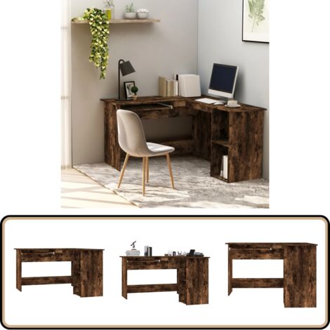 Eckschreibtisch Räuchereiche 120x140x75 cm Holzwerkstoff - Eck Schreibtisch - Schreibtisch Holz - Home Office - Büro Einrichtung - Arbeitsplatz