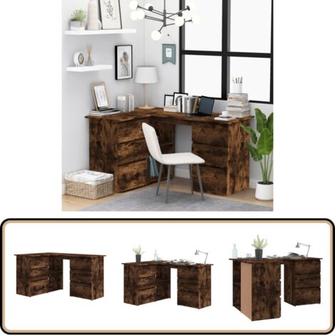 Eckschreibtisch Räuchereiche 145x100x76 cm Holzwerkstoff - Eckenschreibtisch - Schreibtisch - Bürostuhl - Home Office - Arbeitsplatzgestaltung