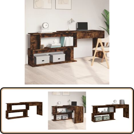 Eckschreibtisch Räuchereiche 200x50x76 cm Holzwerkstoff - Schreibtisch - Eckschreibtisch - Home Office - Arbeitsplatz - Holzwerkstoff