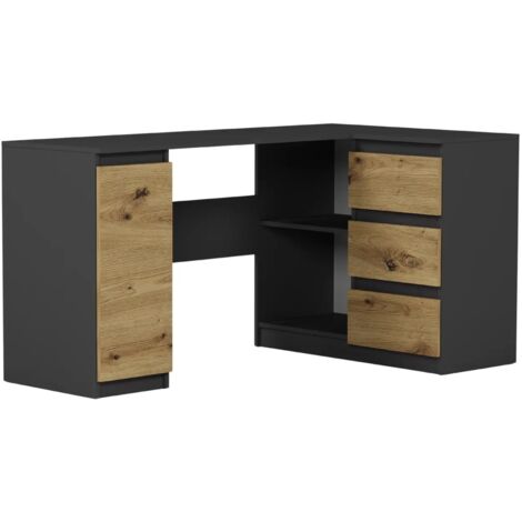Eckschreibtisch rechts Anthrazit Mix Artisan 150 x 87 cm Modern N12