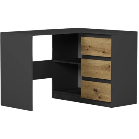 Eckschreibtisch rechts mit Schubladen Anthrazit Mix Artisan 112 x 87 cm Modern N4L