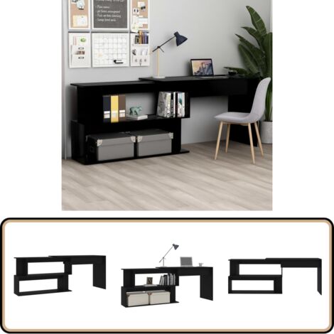 Eckschreibtisch Schwarz 200x50x76 cm Holzwerkstoff - Eckschreibtisch - Schreibtisch Schwarz - Holzwerkstoff Schreibtisch - Drehbares Schreibtisch - Home Office Möbel