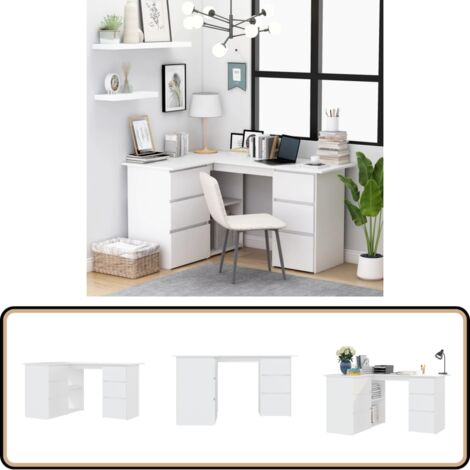 Eckschreibtisch Weiß 145x100x76 cm Holzwerkstoff - Eckschreibtisch - Schreibtisch Weiß - Bürostuhl - Home Office - Arbeitsplatzgestaltung