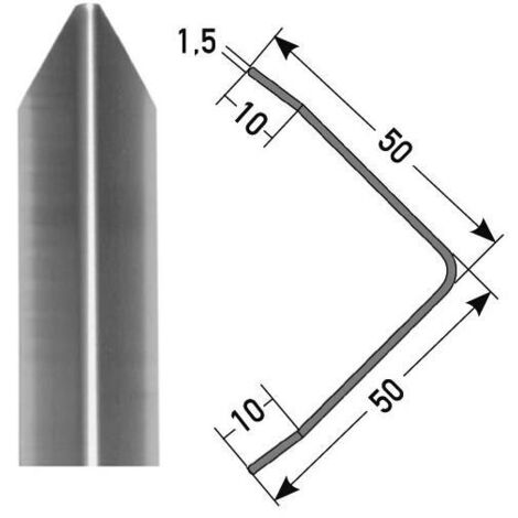 Eckschutzwinkel "Frontera" 40 x 40 mm oder 50 x 50 mm aus Edelstahl, dreifach gekantet, selbstklebend oder gebohrt-50 mm-1,5 mm-1500-ungebohrt