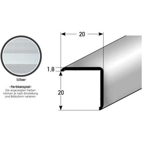 Eckschutzwinkel "Requena" 20 x 20 mm oder 25 x 25 mm aus Aluminium, selbstklebend oder ungebohrt-20 mm-ungebohrt-silber-1000