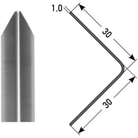 Eckschutzwinkel "Restinga" 30 x 30 mm aus Edelstahl, einfach gekantet, selbstklebend oder gebohrt-1 mm-1000-selbstklebend