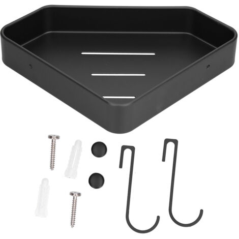 Eckseifenablage aus Aluminium für Dusche, Badezimmer, Küche mit 2 Haken