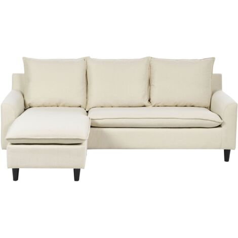 Ecksofa 3-Sitzer ELVENES Stoff Hellbeige rechtsseitig