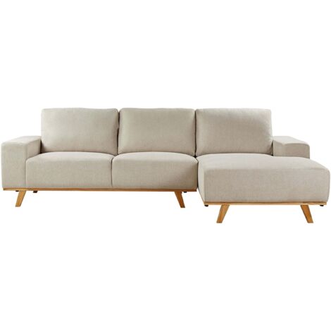 Ecksofa 3-Sitzer NORA Stoff Beige linksseitig