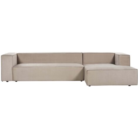 Ecksofa 3-Sitzer VERNON Samtstoff Taupe linksseitig