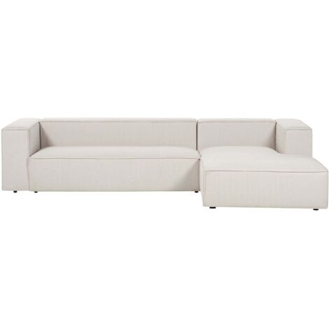 Ecksofa 3-Sitzer VERNON Stoff Hellbeige linksseitig