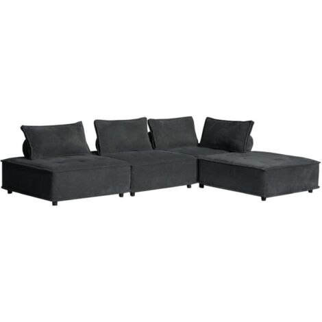 Ecksofa 4-Sitzer Dunkelgrau STAVA