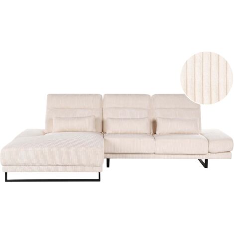 Ecksofa 4-Sitzer IKAST Cord Beige rechtsseitig