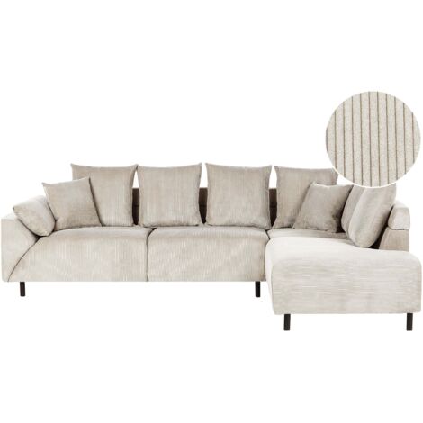 Ecksofa 4-Sitzer LUNNER Cord Beige linksseitig