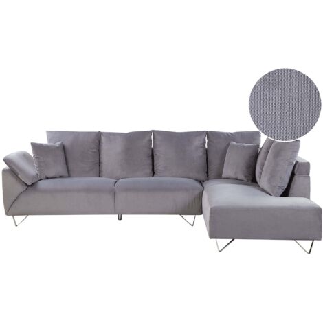 Ecksofa 4-Sitzer LUNNER Cord Grau linksseitig
