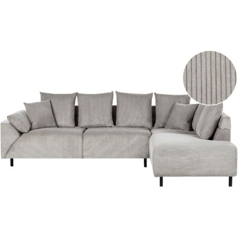 Ecksofa 4-Sitzer LUNNER Cord Hellgrau linksseitig